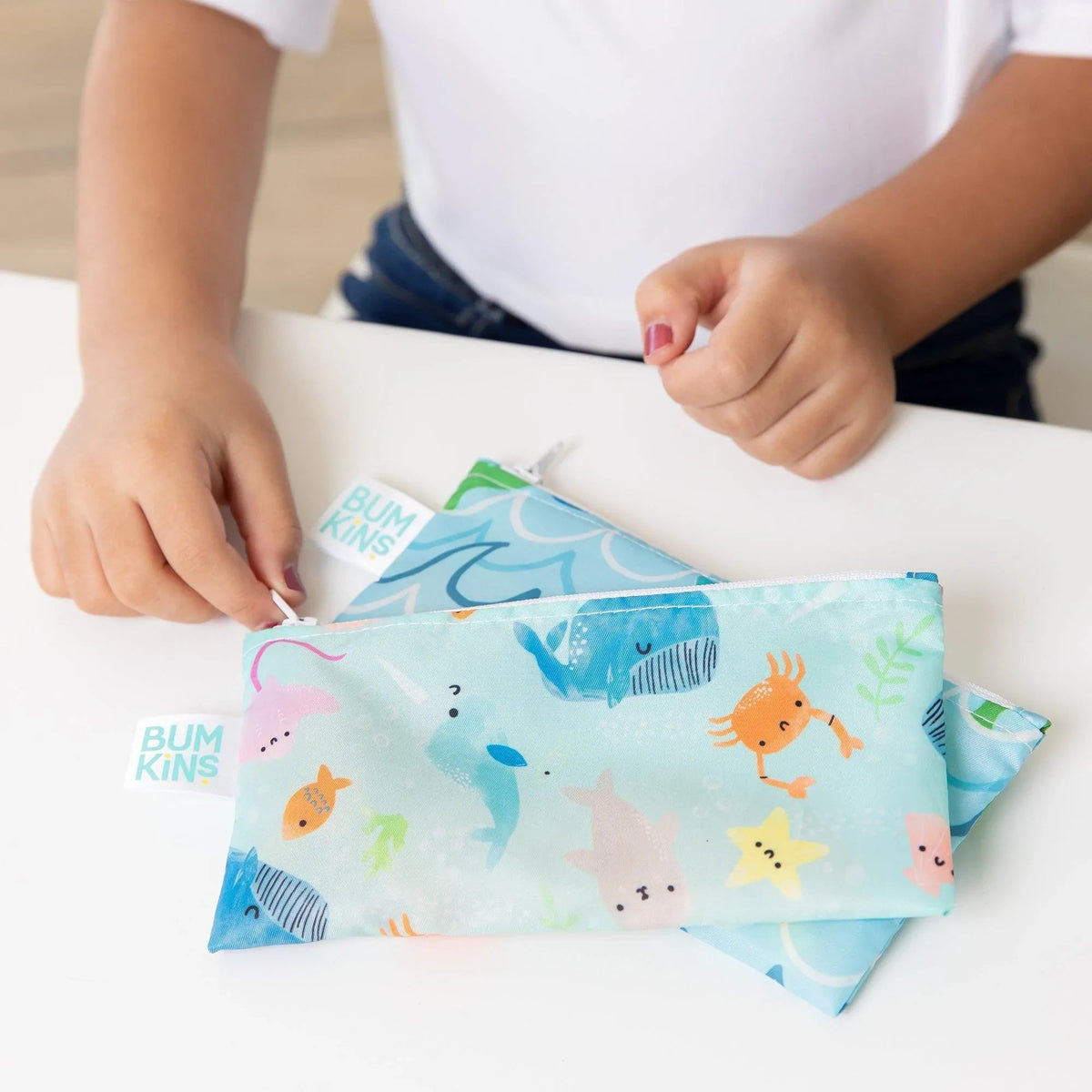 Small Reusable Bag Set Ft Adorable Sea Creatures | Bumkins