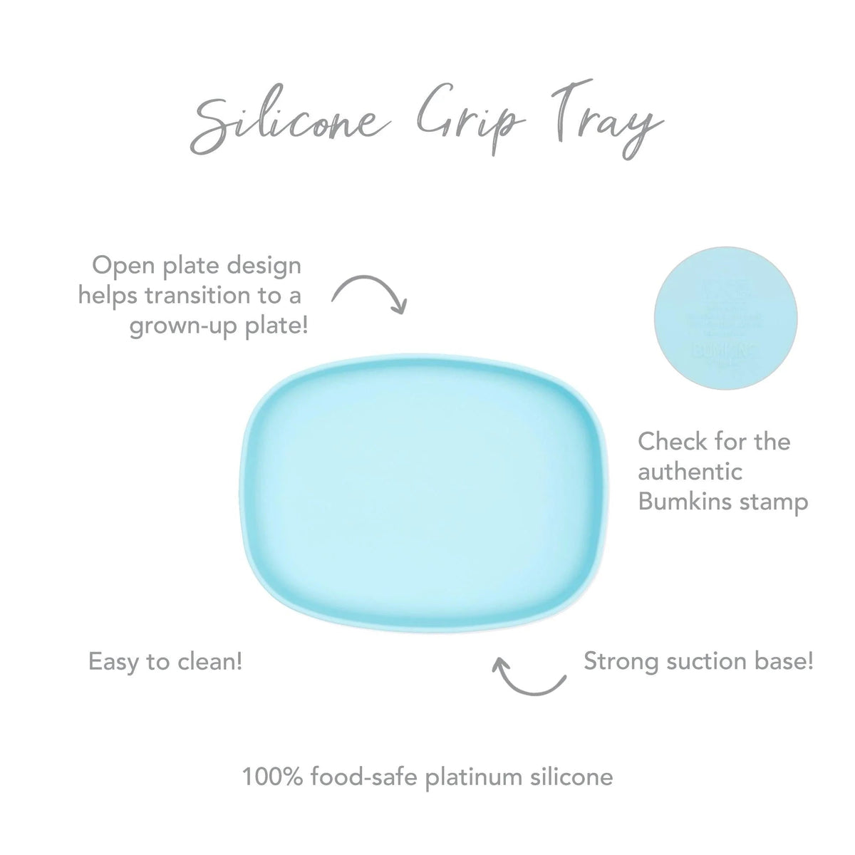 Non-Toxic Silicone Kids Plate For Growing Appetites in Blue | Bumkins
