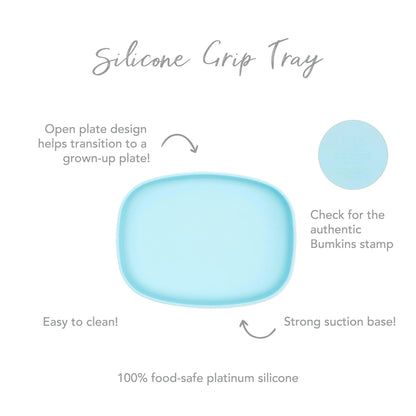 Non-Toxic Silicone Kids Plate For Growing Appetites in Blue | Bumkins