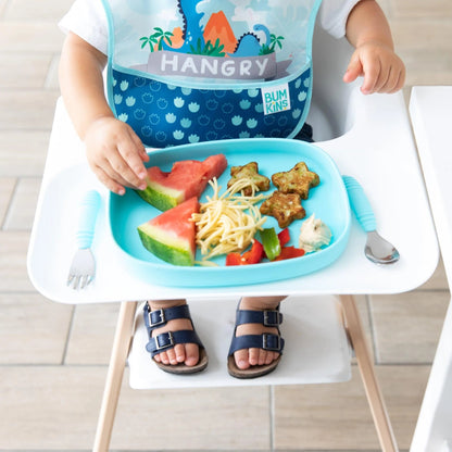 Non-Toxic Silicone Kids Plate For Growing Appetites in Blue | Bumkins