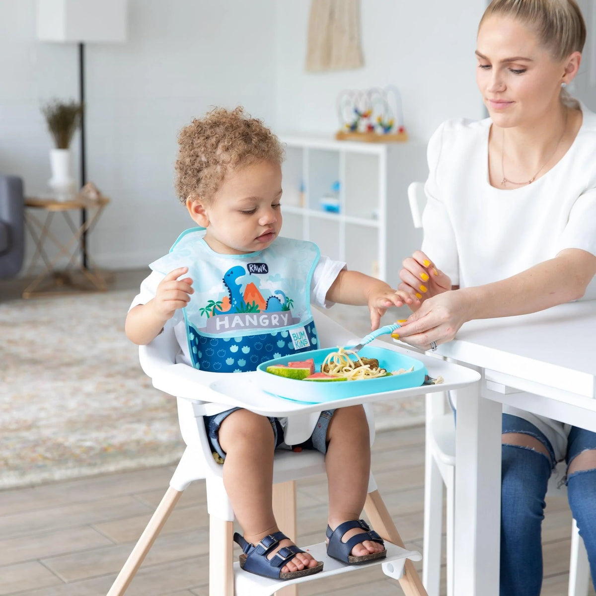 Non-Toxic Silicone Kids Plate For Growing Appetites in Blue | Bumkins