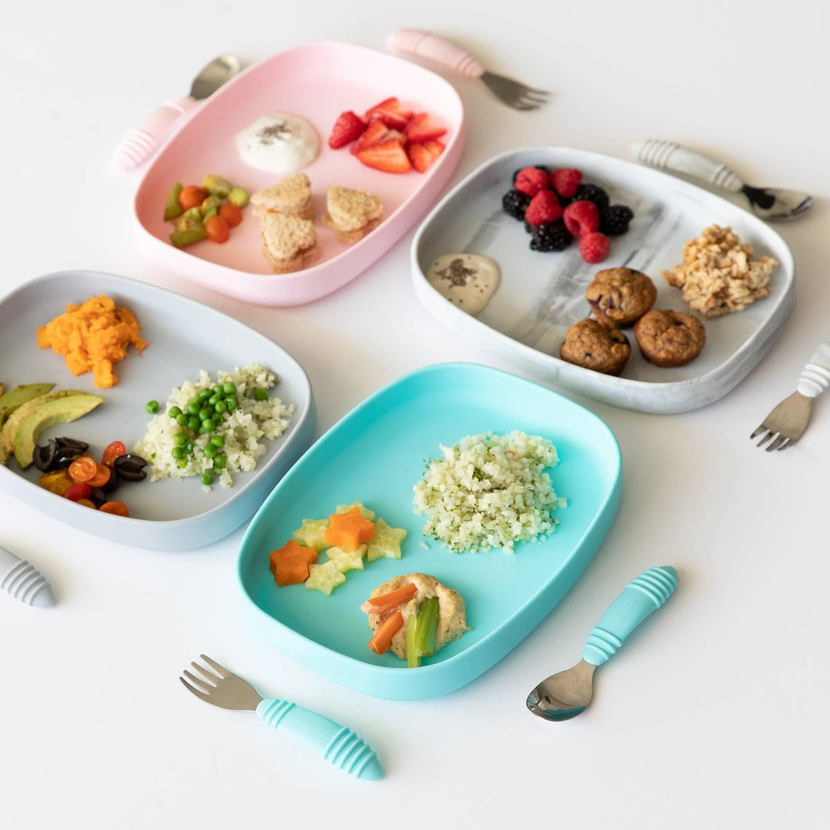 Non-Toxic Silicone Kids Plate For Growing Appetites in Blue | Bumkins