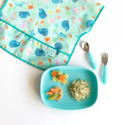 Non-Toxic Silicone Kids Plate For Growing Appetites in Blue | Bumkins