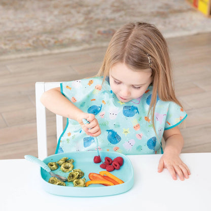Non-Toxic Silicone Kids Plate For Growing Appetites in Blue | Bumkins