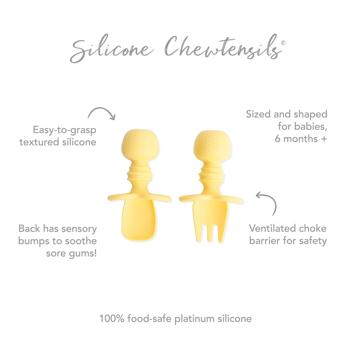 Silicone Baby Spoon & Fork Chewtensils in Pineapple | Bumkins
