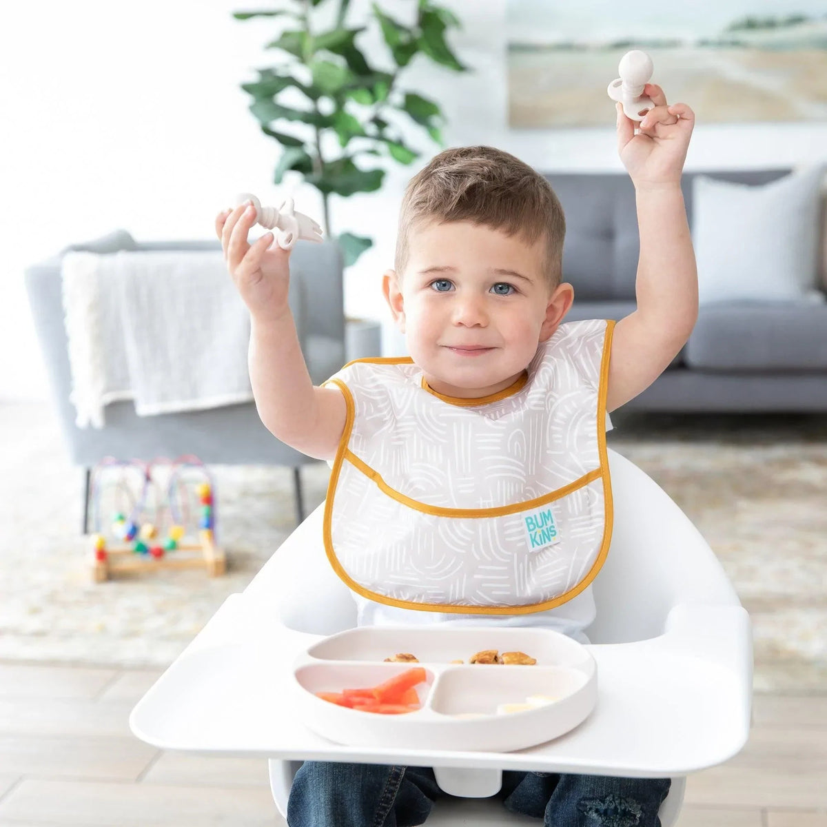 Silicone Forks and Spoons For Teething Babies in Sand | Bumkins