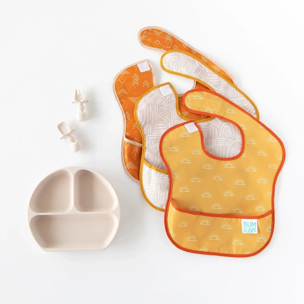 Silicone Forks and Spoons For Teething Babies in Sand | Bumkins
