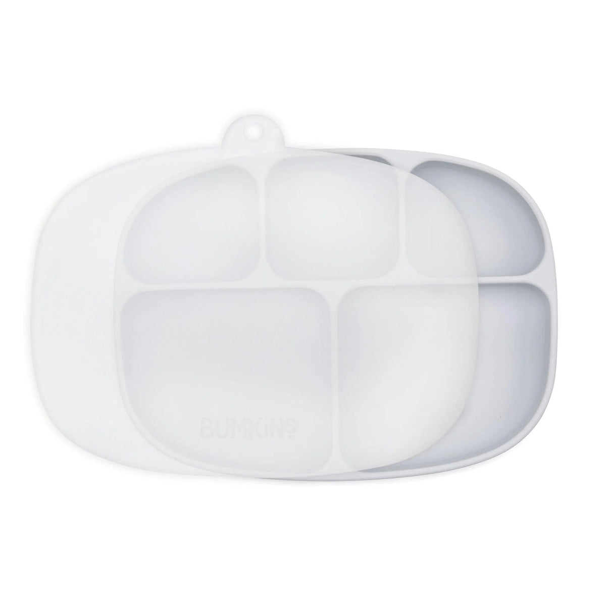 Gray Silicone Suction Divided Plates With Lids For Littles | Bumkins