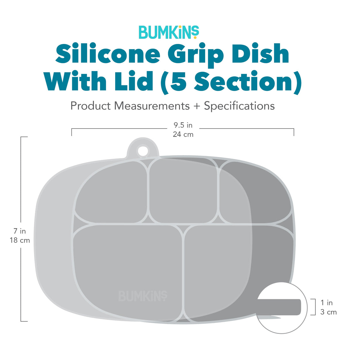 Gray Silicone Suction Divided Plates With Lids For Littles | Bumkins