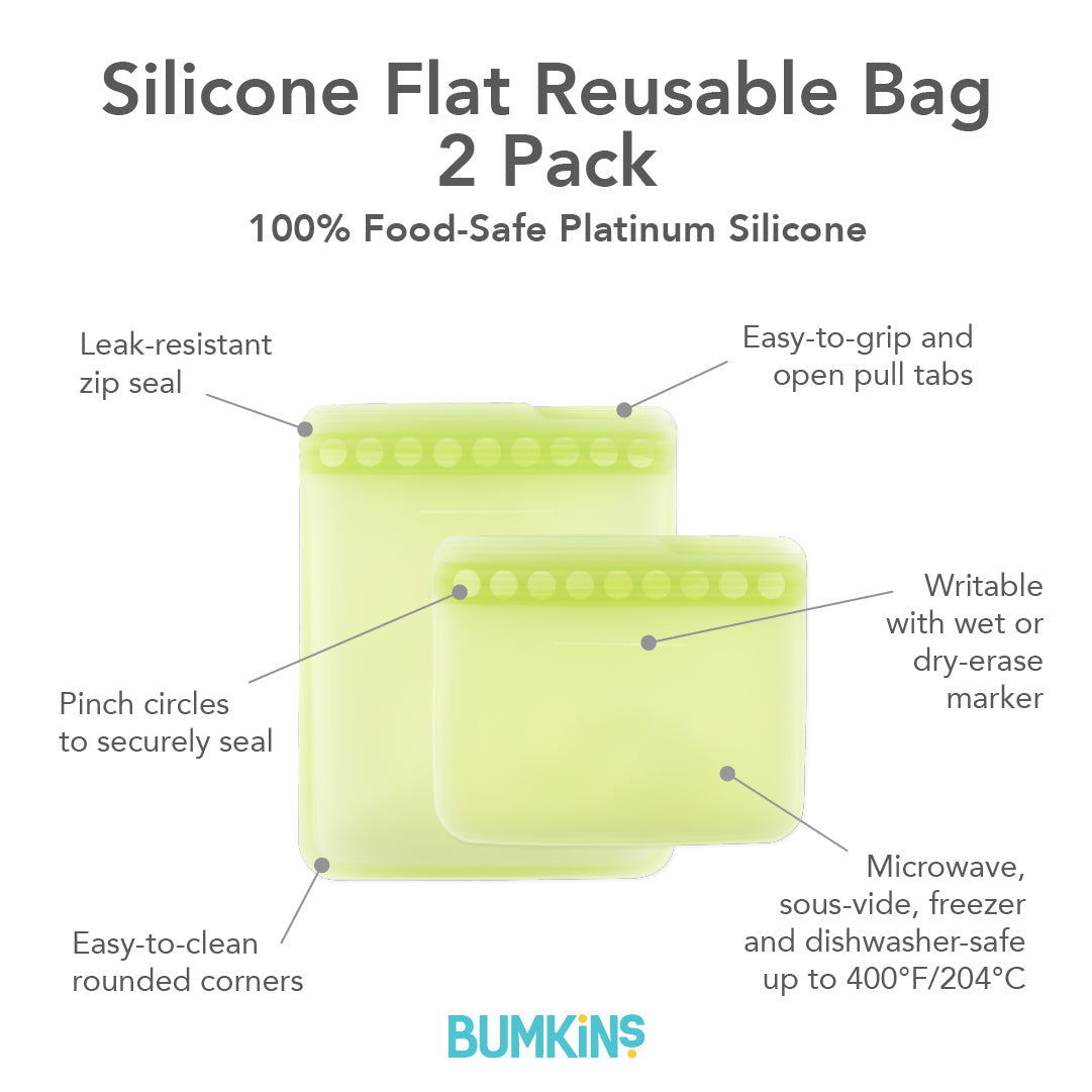 Sage Silicone Storage Bags | Reusable Food & Freezer Bags | Bumkins