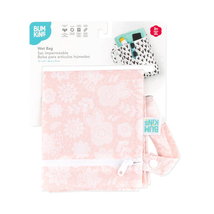 Soft Pink Lace-Print Wet Bag For Swimsuits, Diapers & More! | Bumkins