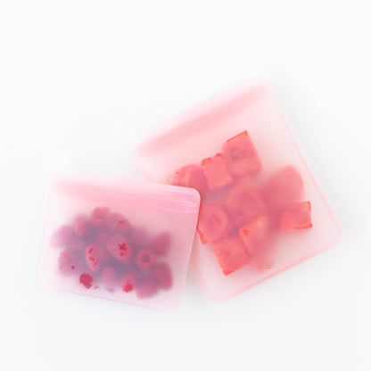 Pink Silicone Food Storage Bags For Meal Prep, Lunch & More! | Bumkins