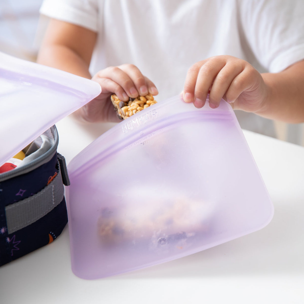 Child-Friendly Lavender Reusable Silicone Food Storage Bags | Bumkins