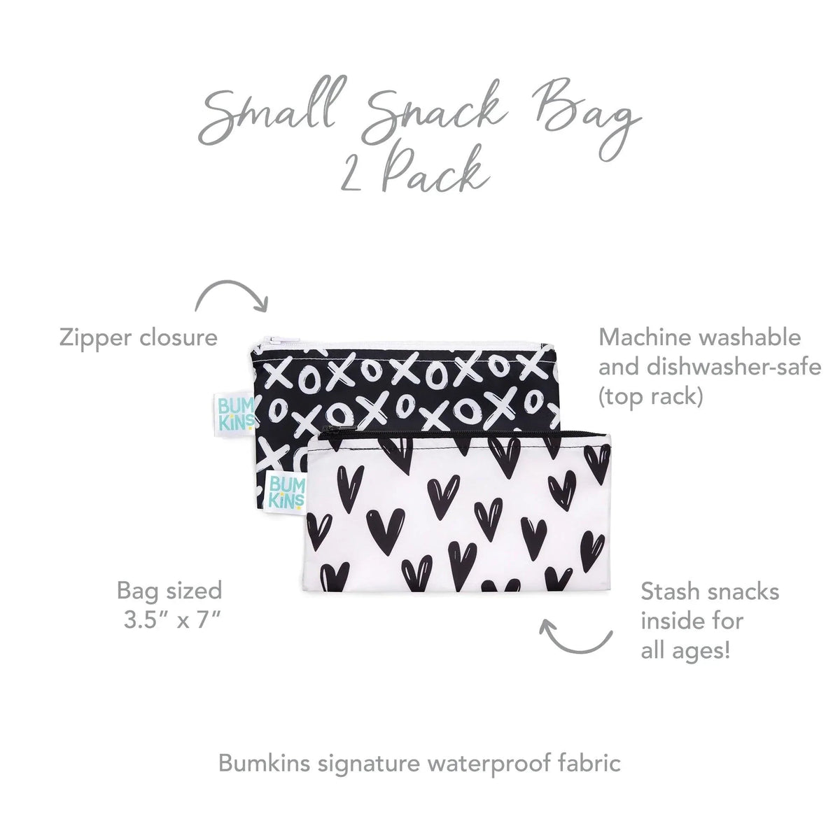 Reusable Snack Bags, Waterproof Fabric, BPA Free, 2-Pack – XOXO Baby | Bumkins