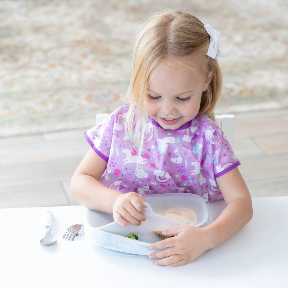 Durable Marble Silicone Children's Plates With Suction Base | Bumkins