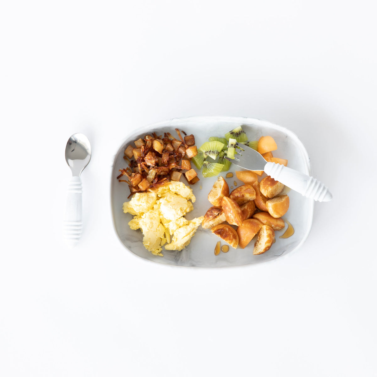 Durable Marble Silicone Children's Plates With Suction Base | Bumkins