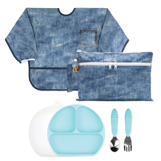 On-The-Go Mealtime 6-Piece Set: Denim + Blue | Bumkins