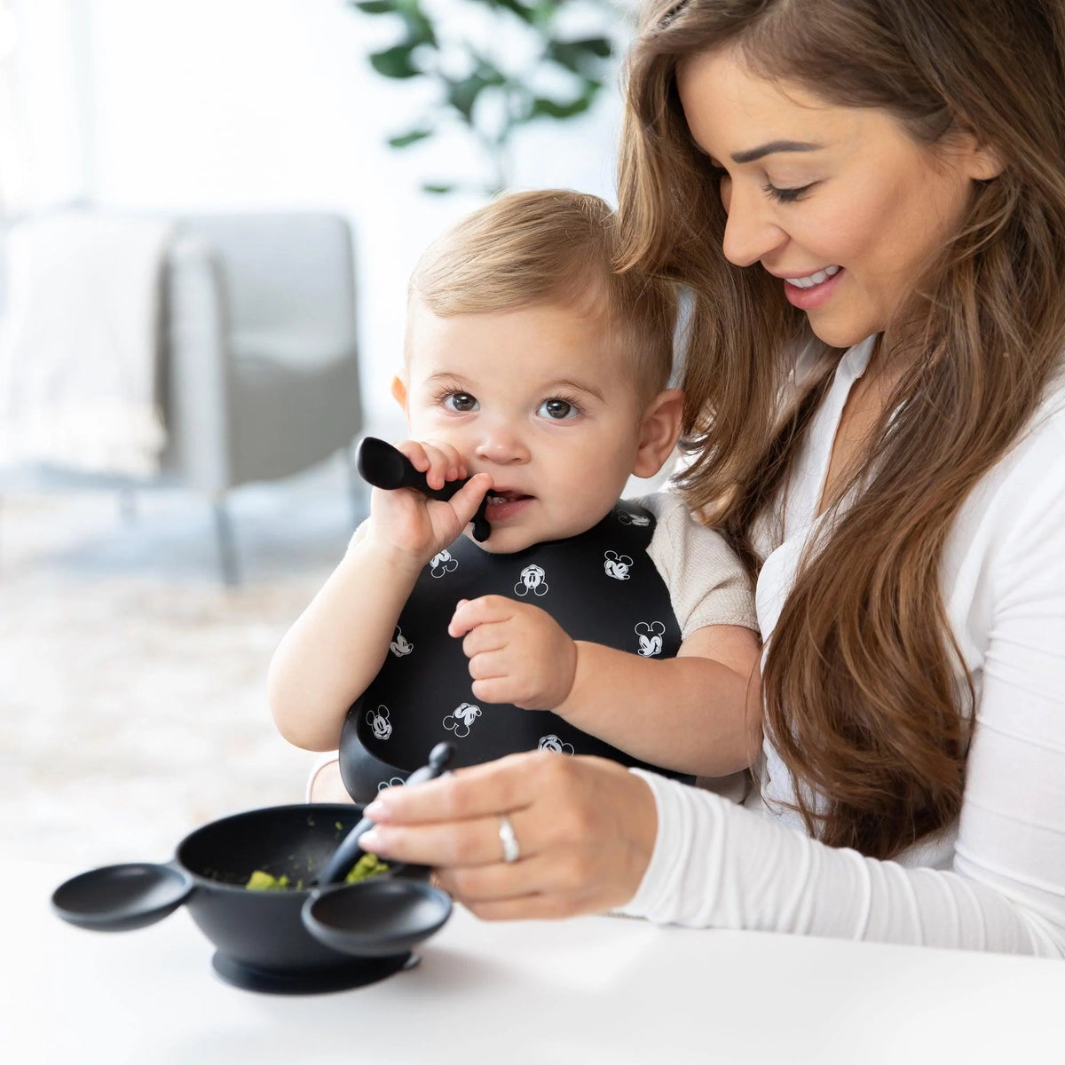 Disney Black and White Mickey & Minnie-Shaped Dipping Spoons | Bumkins