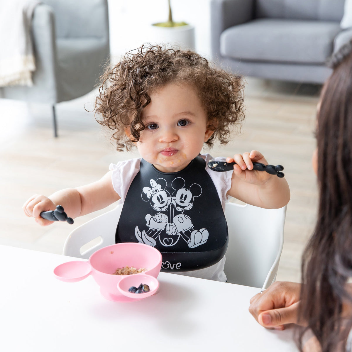 Minnie & Mickey Mouse Black + Pink Silicone Dipping Spoons | Bumkins
