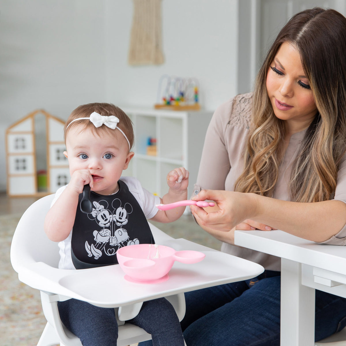 Minnie & Mickey Mouse Black + Pink Silicone Dipping Spoons | Bumkins
