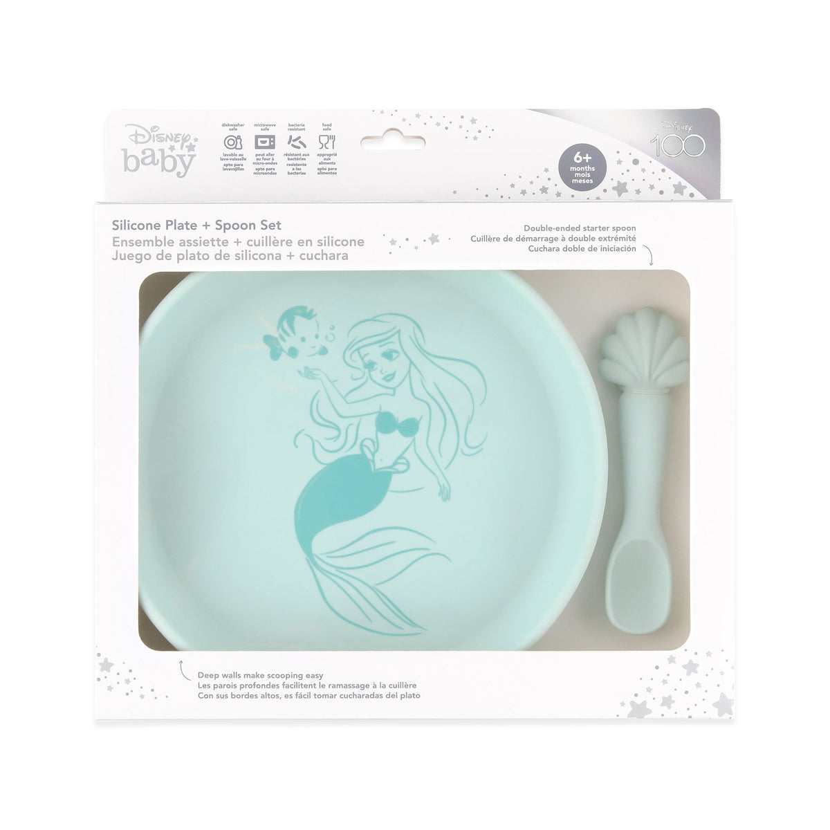 Princess Ariel Silicone Plate and Spoon Set for Babies | Bumkins