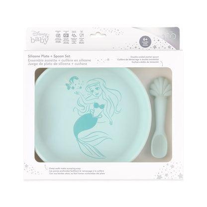 Princess Ariel Silicone Plate and Spoon Set for Babies | Bumkins