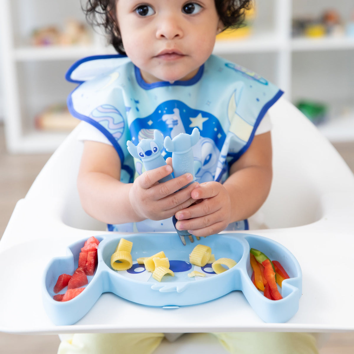 Disney Stitch Silicone Suction Grip Dish | Food-safe, Dishwasher Safe | Bumkins