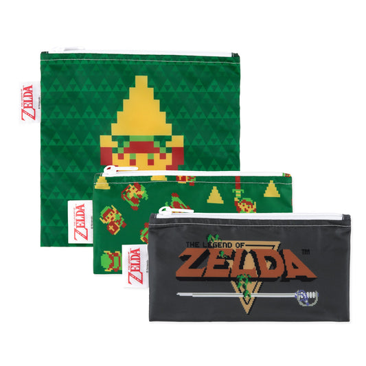 Zelda Reusable Snack Bag Set, Waterproof Fabric, BPA Free, Eco-Friendly – Nintendo Baby | Bumkins