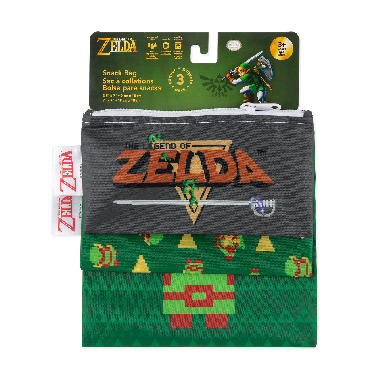 Zelda Reusable Snack Bag Set, Waterproof Fabric, BPA Free, Eco-Friendly – Nintendo Baby | Bumkins