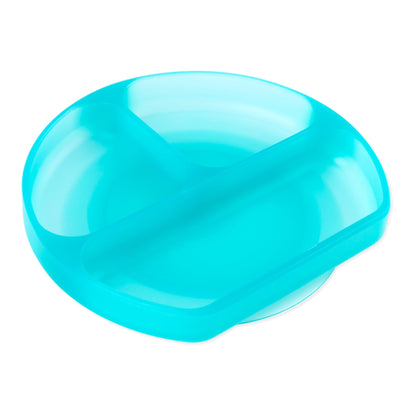 Silicone Divided Grip Dish with Suction Base - Aqua Jelly | Bumkins