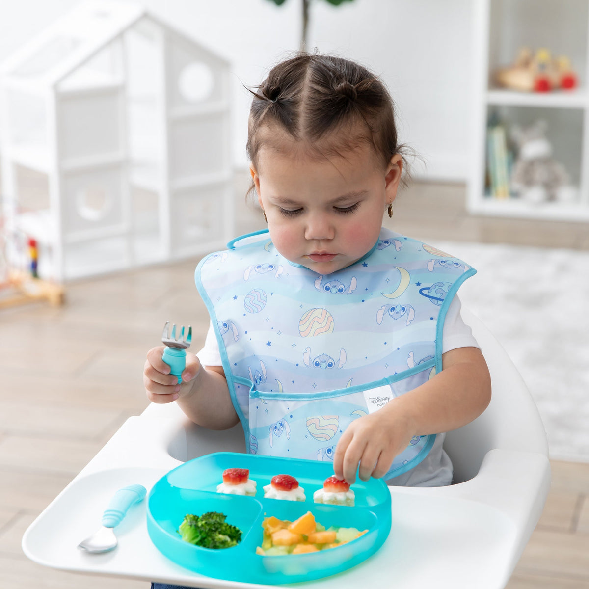 Silicone Divided Grip Dish with Suction Base - Aqua Jelly | Bumkins