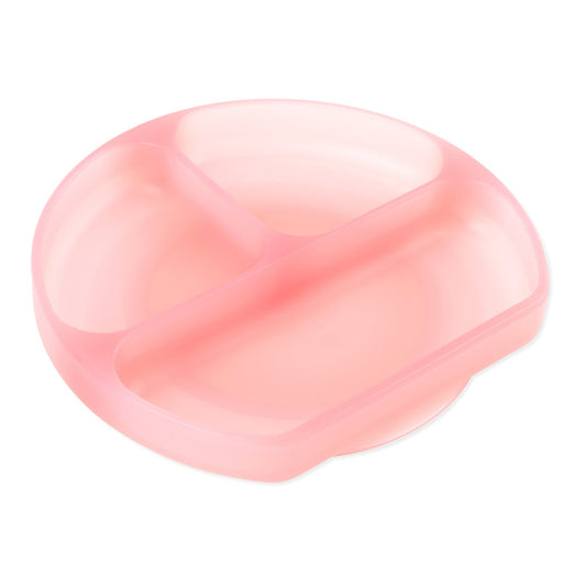 Silicone Divided Grip Dish with Suction Base, Pink Jelly | Bumkins