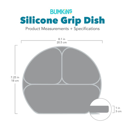 Silicone Divided Grip Dish with Suction Base, Pink Jelly | Bumkins