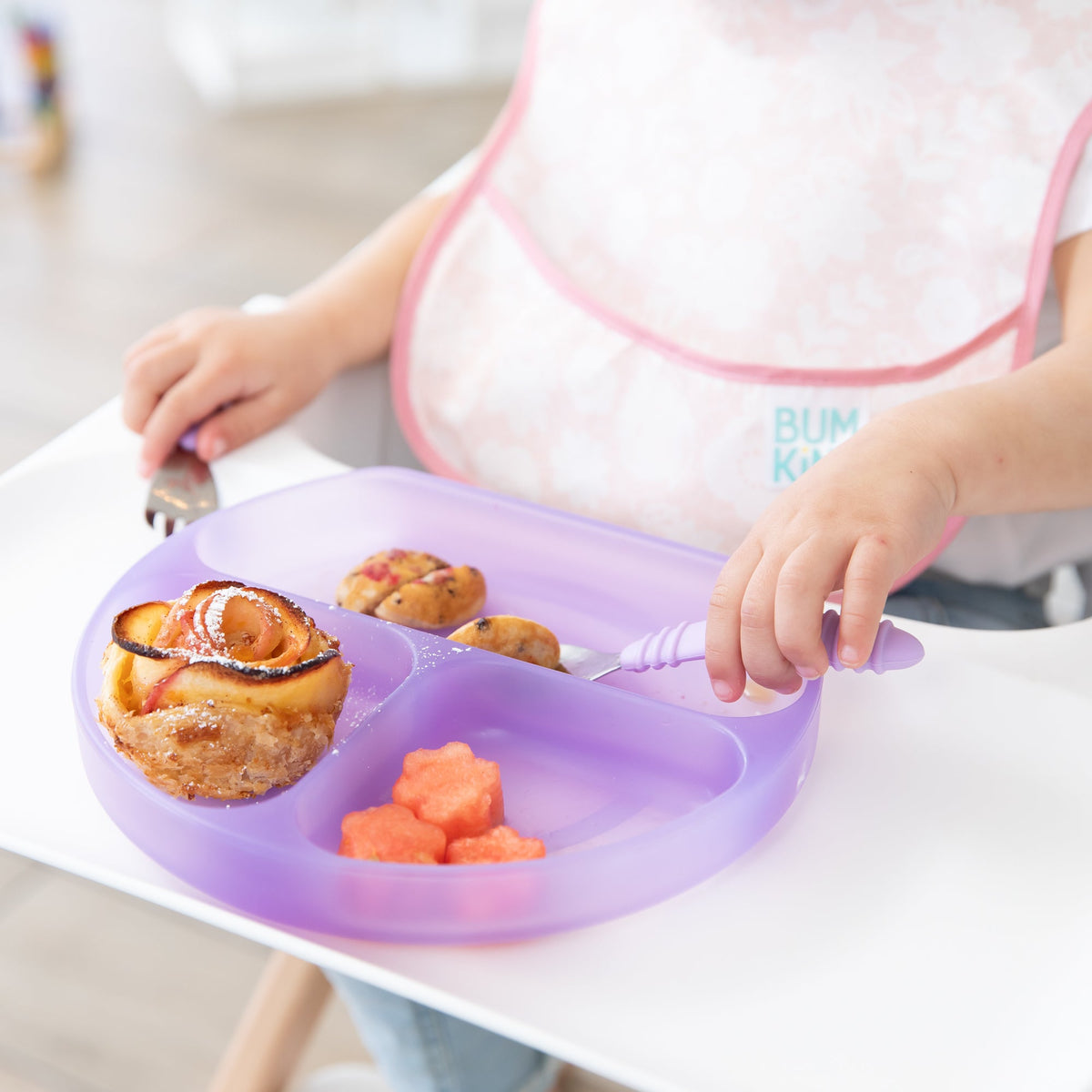 Purple Jelly Silicone Suction Grip Dish for Toddlers, Babies | Bumkins