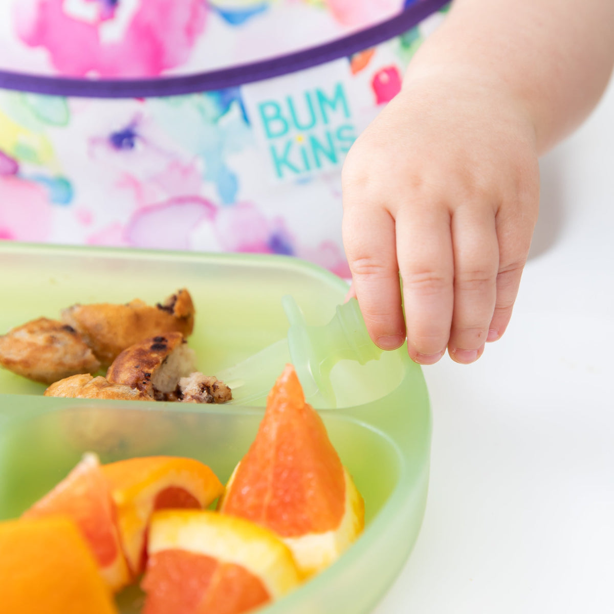 Silicone Grip Dish with 3 Sections for Babies - Green Jelly | Bumkins