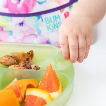 Silicone Grip Dish with 3 Sections for Babies - Green Jelly | Bumkins