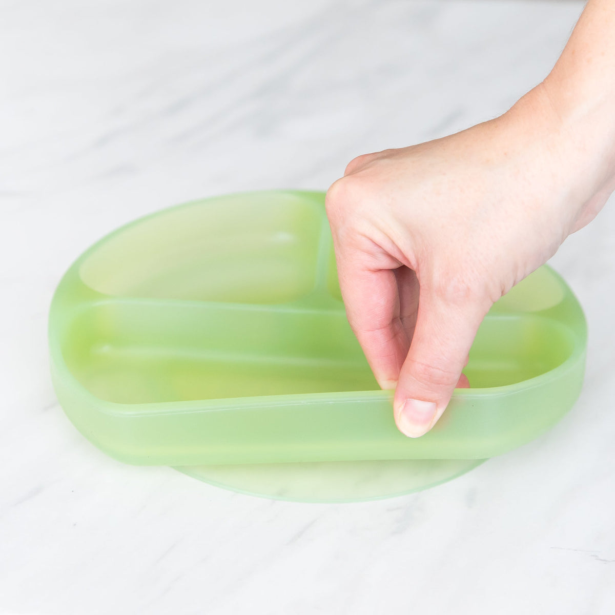 Silicone Grip Dish with 3 Sections for Babies - Green Jelly | Bumkins