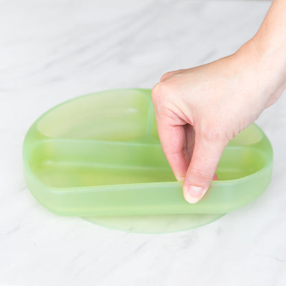 Silicone Grip Dish with 3 Sections for Babies - Green Jelly | Bumkins