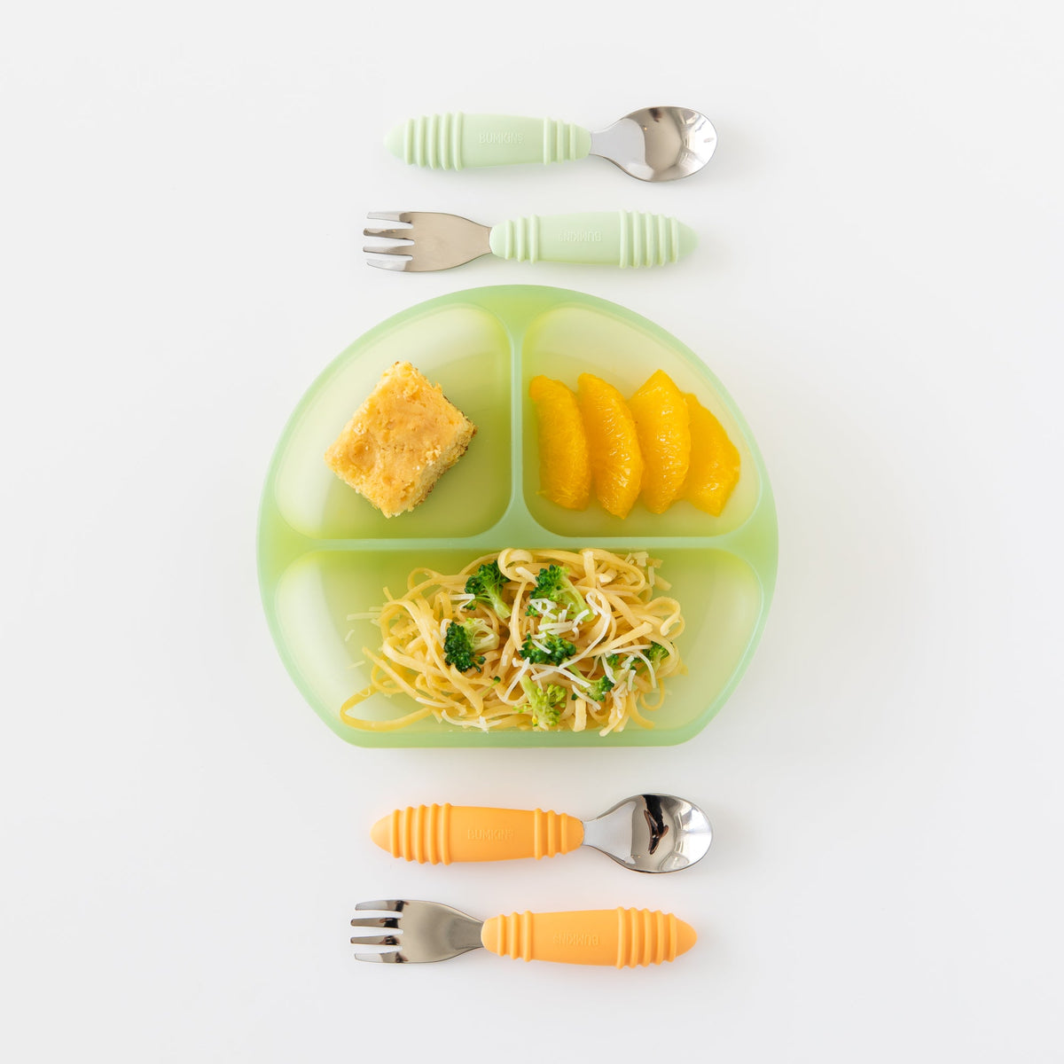 Silicone Grip Dish with 3 Sections for Babies - Green Jelly | Bumkins
