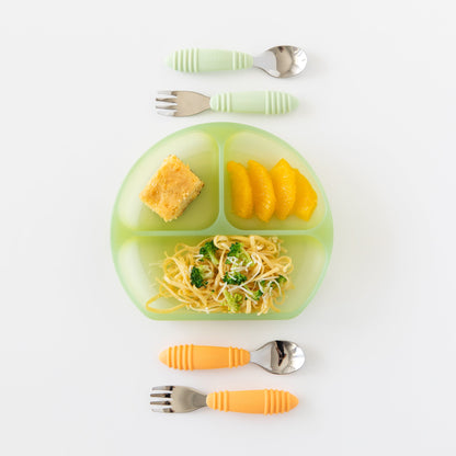 Silicone Grip Dish with 3 Sections for Babies - Green Jelly | Bumkins