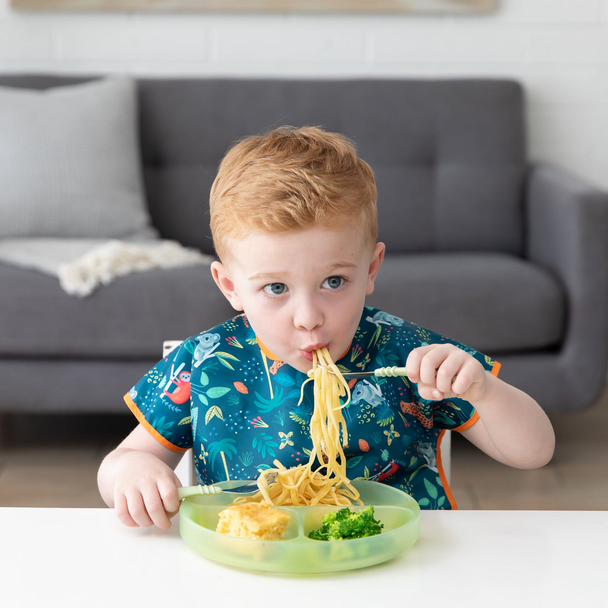 Silicone Grip Dish with 3 Sections for Babies - Green Jelly | Bumkins