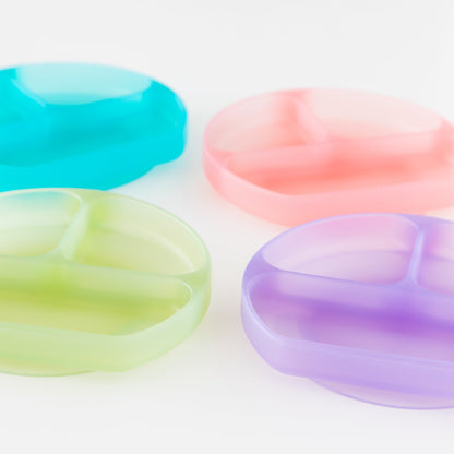 Silicone Grip Dish with 3 Sections for Babies - Green Jelly | Bumkins
