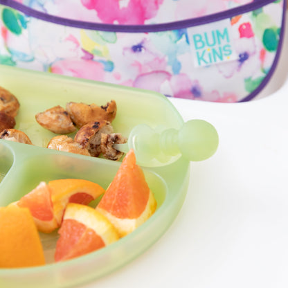 Silicone Grip Dish with 3 Sections for Babies - Green Jelly | Bumkins
