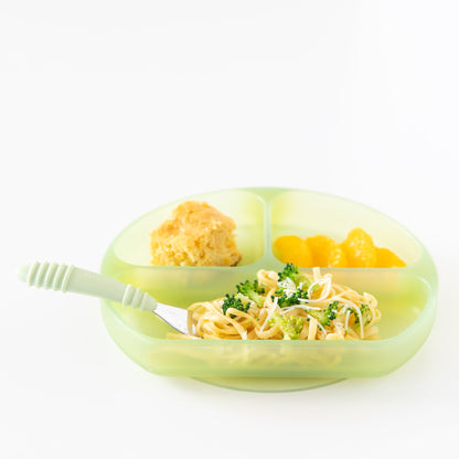 Silicone Grip Dish with 3 Sections for Babies - Green Jelly | Bumkins