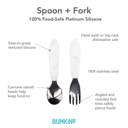 Toddler-Safe Kids Silverware Duo in Cute Vanilla Sprinkle | Bumkins