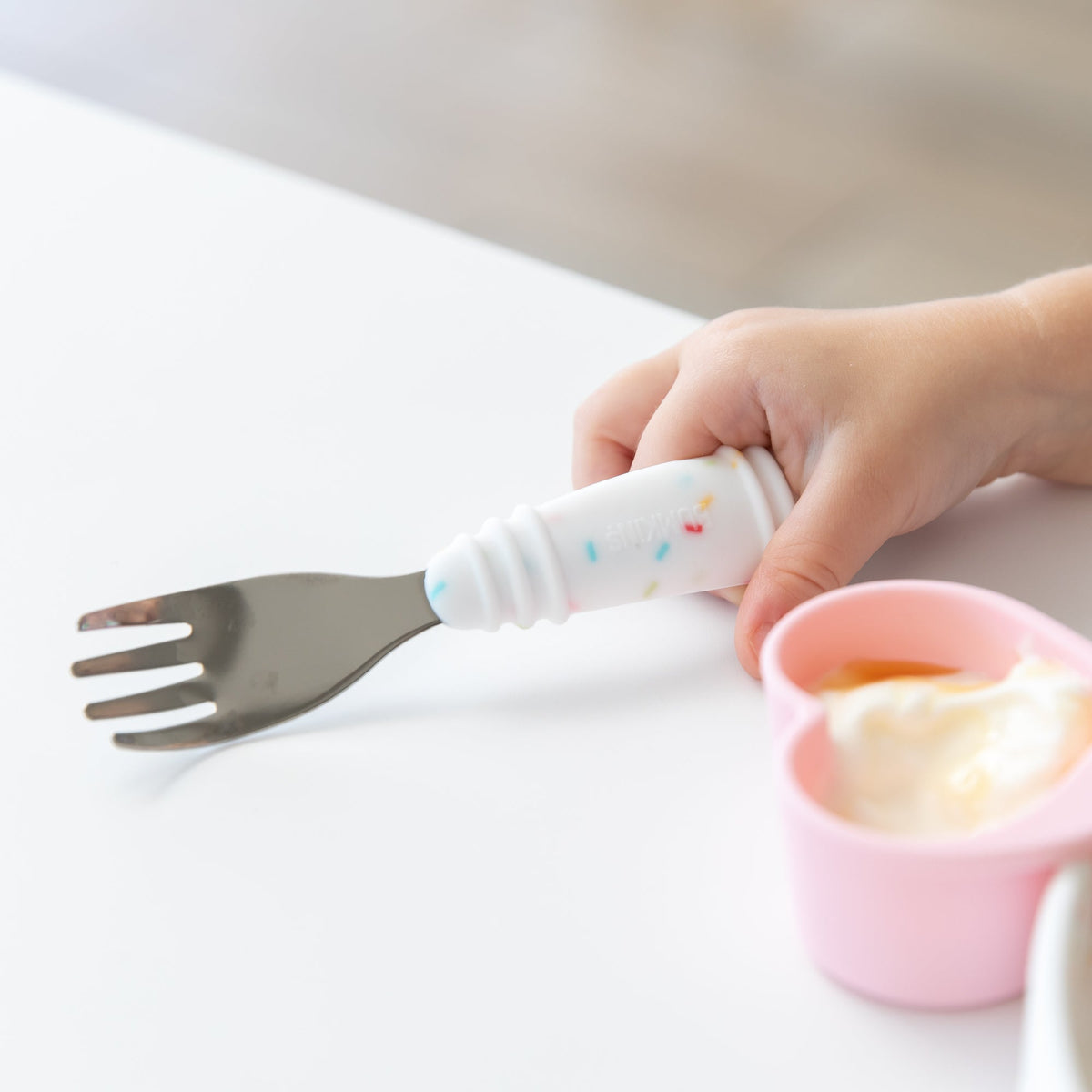 Toddler-Safe Kids Silverware Duo in Cute Vanilla Sprinkle | Bumkins