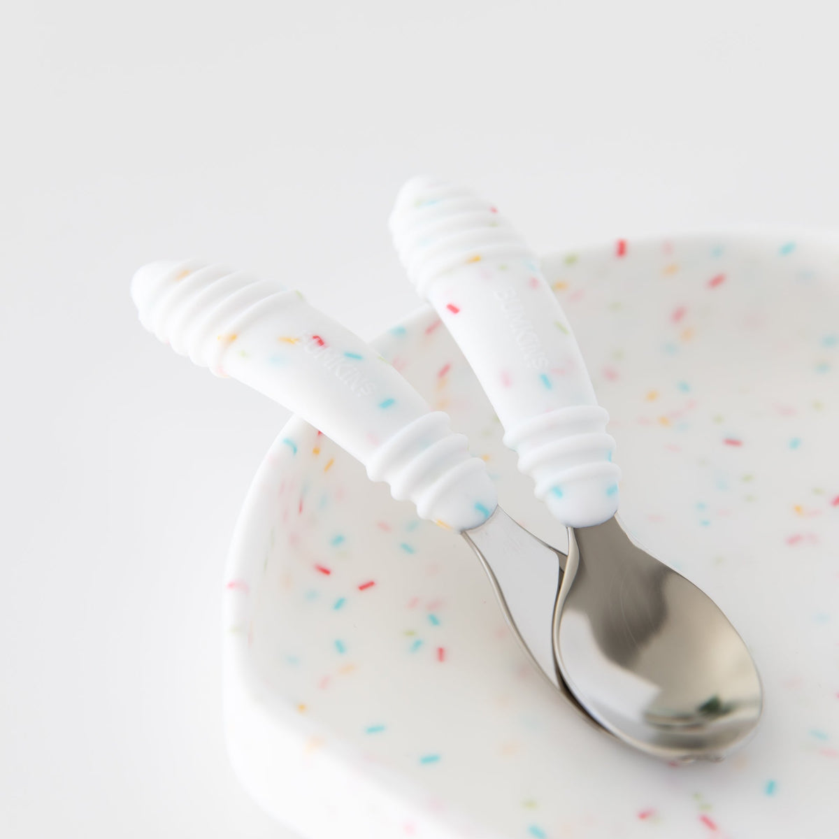 Toddler-Safe Kids Silverware Duo in Cute Vanilla Sprinkle | Bumkins
