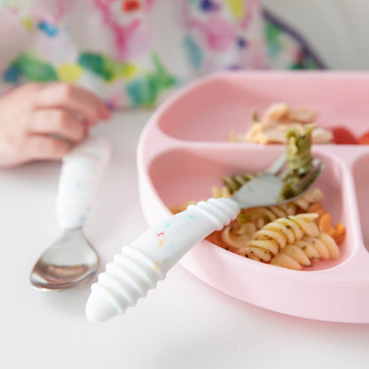 Toddler-Safe Kids Silverware Duo in Cute Vanilla Sprinkle | Bumkins