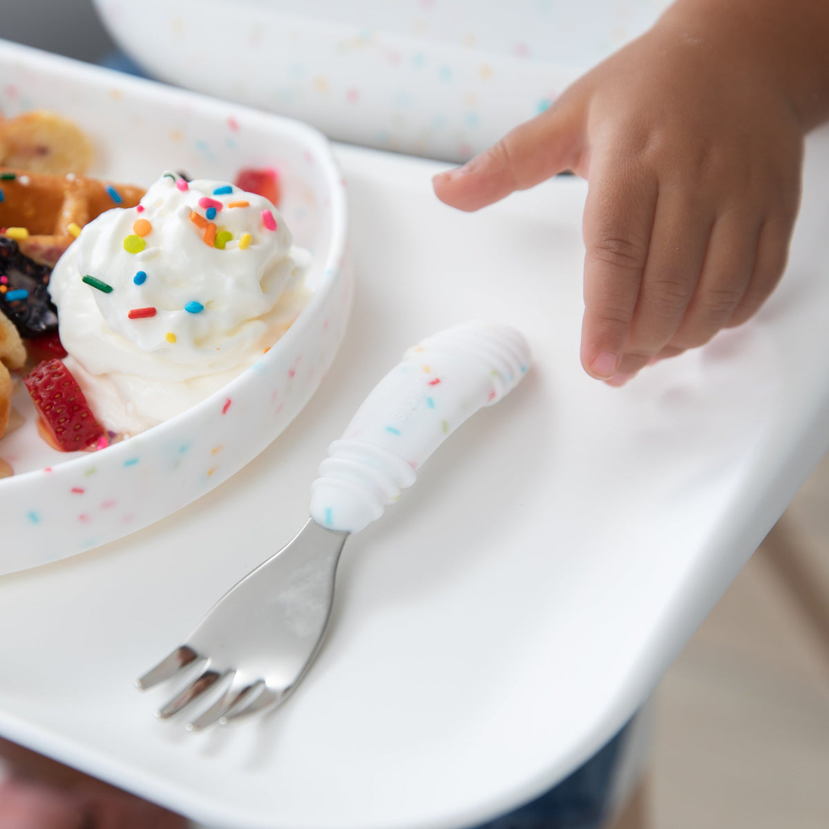 Toddler-Safe Kids Silverware Duo in Cute Vanilla Sprinkle | Bumkins
