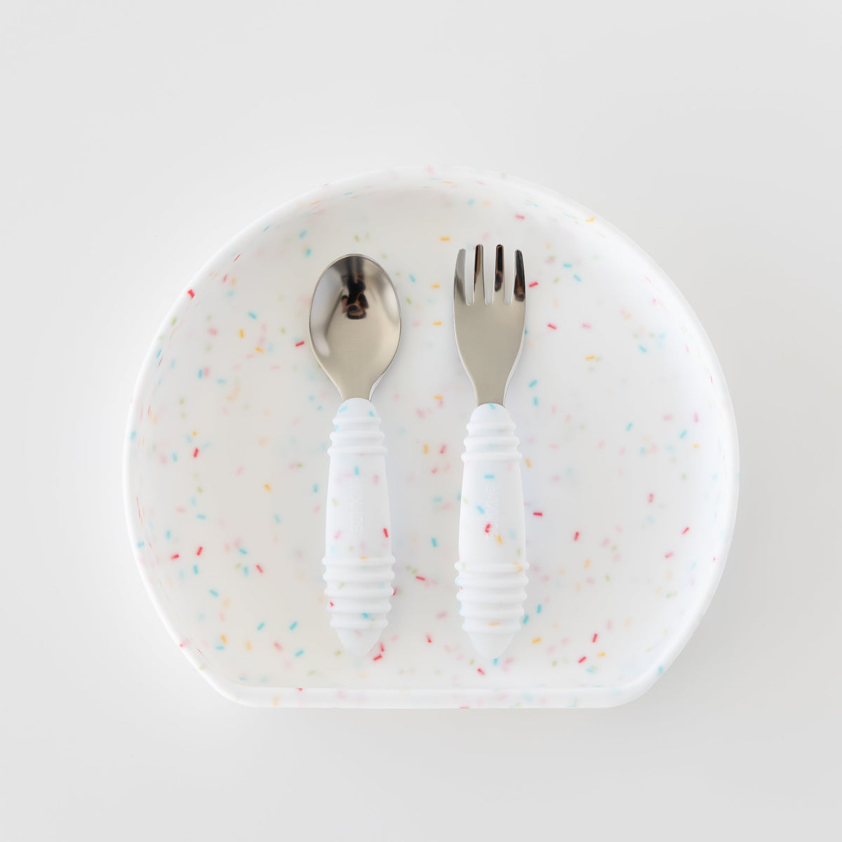 Toddler-Safe Kids Silverware Duo in Cute Vanilla Sprinkle | Bumkins